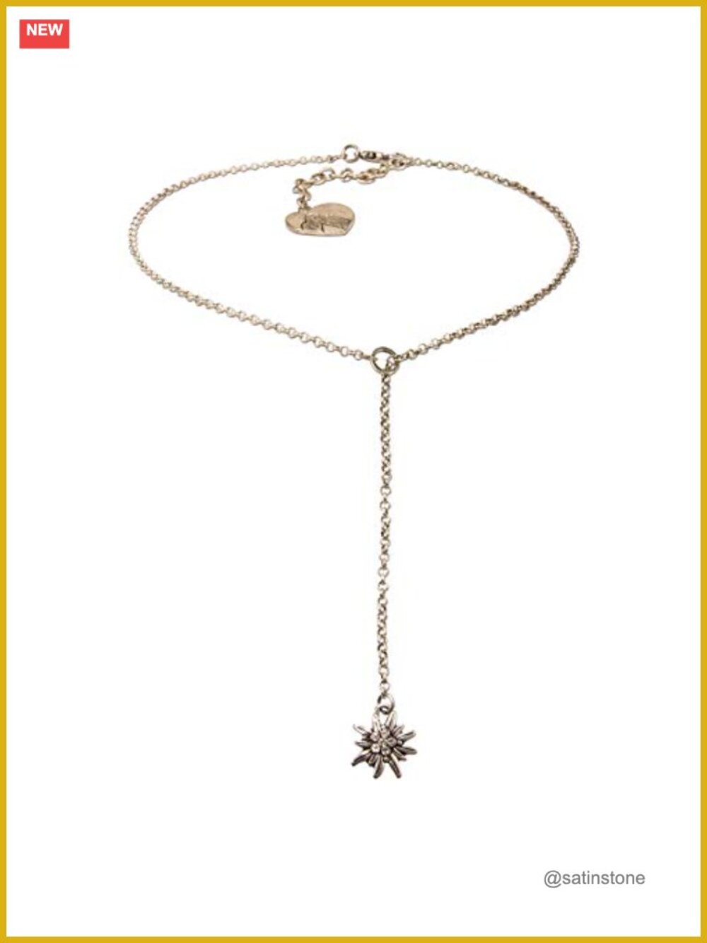 Bavarian Trachten Pendant Necklace Rhinestone Edelweiss German Dirndl Jewelry